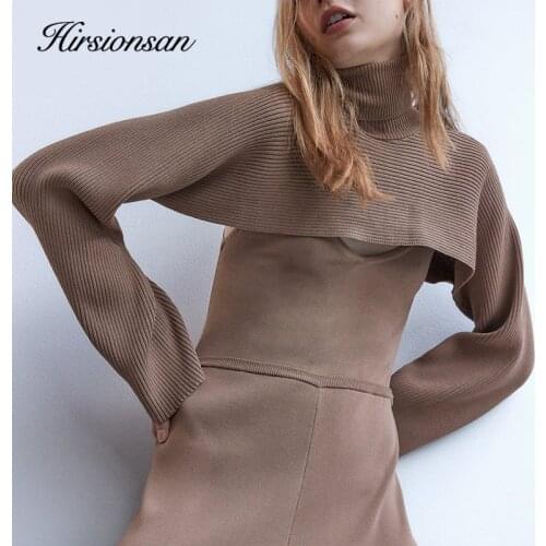Hirsionsan Designer Turtleneck Sweater Women 2020 Winter New Elegant Short Tops Female Full Sleeve Casual Sweater