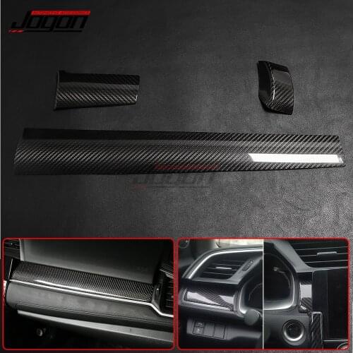 For 10th Gen. Civic Type R 2017-2020 Car Interior Front Central Control Dashboard Decoration Panel Cover Trim Carbon Fiber