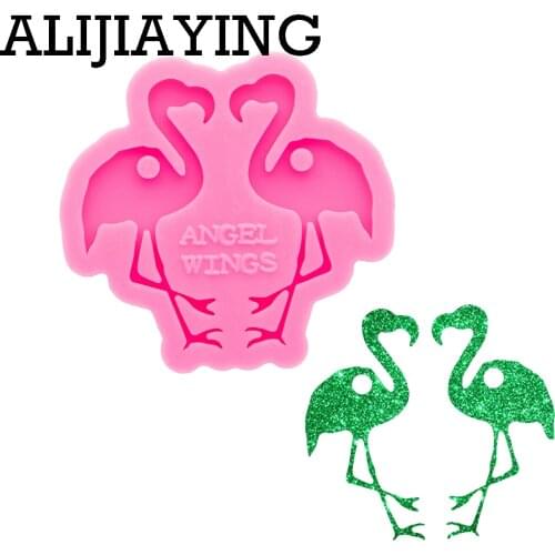 DY0629 Super Glossy Flamingo Earrings Silicone Mold Epoxy Craft Molds DIY Resin Crafting Mould