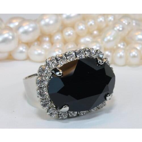 100% S925 Sterling Silver Real Obsidian Ring for Women Bizuteria Anillos De Silver 925 Jewelry Obsidian Gemstone Rings Anel Box