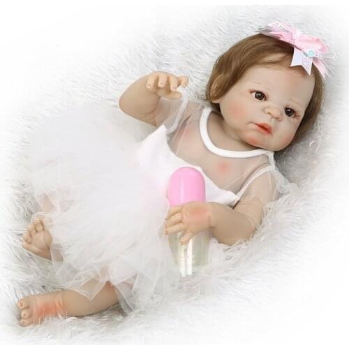 Bebe girl reborn Full body silicone reborn dolls 22"55cm NPK real alive reborn bonecas rooted new hair blue/brown /green eyes