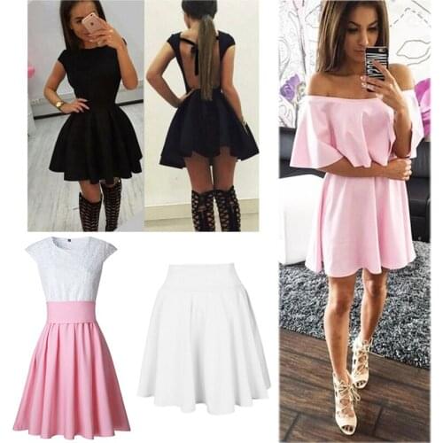 Summer Skirt Women Elegant Sleeveless Vestido Female Solid Mini Party A Line Ladies платье