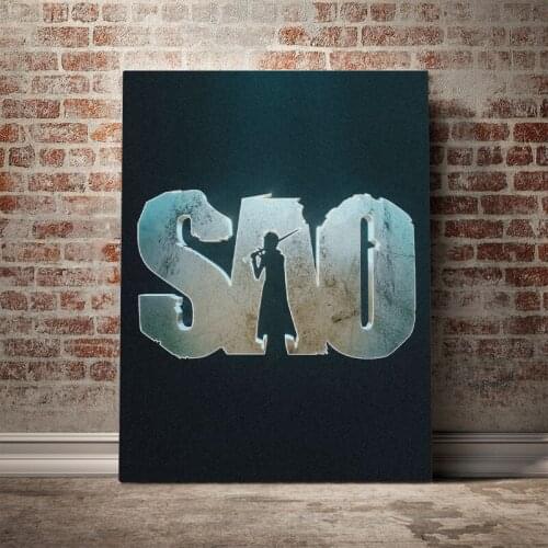 Sword Art Online logo emblem Poster Canvas Wall Art Decoration prints for living Kid Children room Home bedroom decor painting