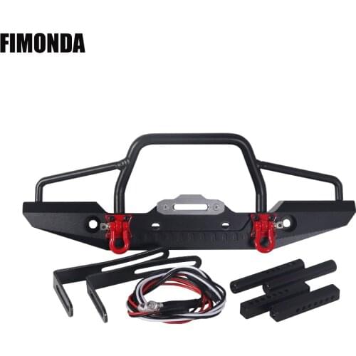 TRX-4 Metal Front Bumper with Led Light for 1/10 RC Crawler Car Traxxas TRX4 D90 D110 Defender Axial SCX10 90046 Upgrade Parts