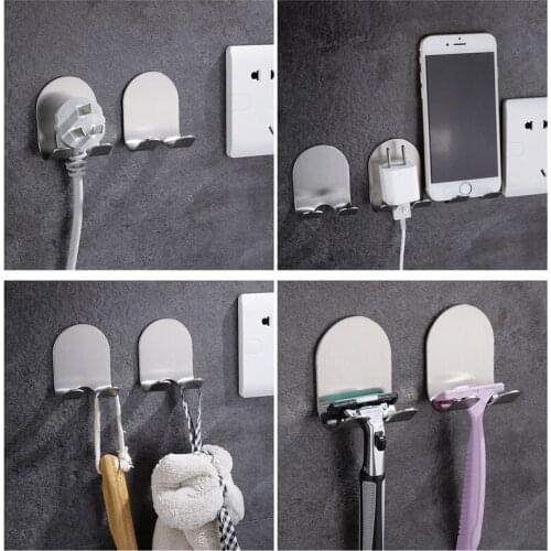 Stainless Steel Razor Holder Wall Adhesive Storage Hook For Shaver Wall Shelf Organizer Rack Fittings For Bathroom Accessories