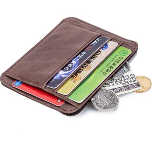 Genuine Leather Mini Slim Cash bag Men Money purse Male Wallet Purse Female credit Card holder Thin Coins Pocket