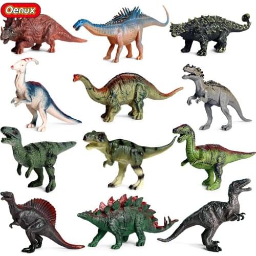 Oenux Original Jurassic Dinosaur Parasaurolophus Stegosaurus Spinosaurus T-Rex Animals Model Action Figures Collection Kids Toy