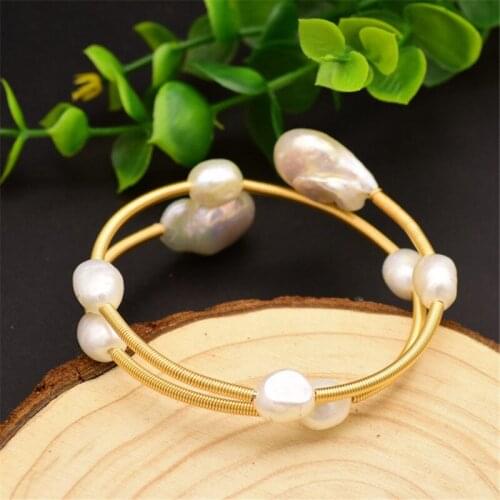 Original Baroque Freshwater Pearl Bracelet Multi-Circle Winding Bracelets Handmade Fashion Jewelry for Women Wedding Party Gift