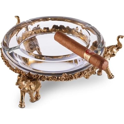 Cigar ashtray European luxurious Austrian crystal ashtray bronze engraving gift box packaging CE-1204