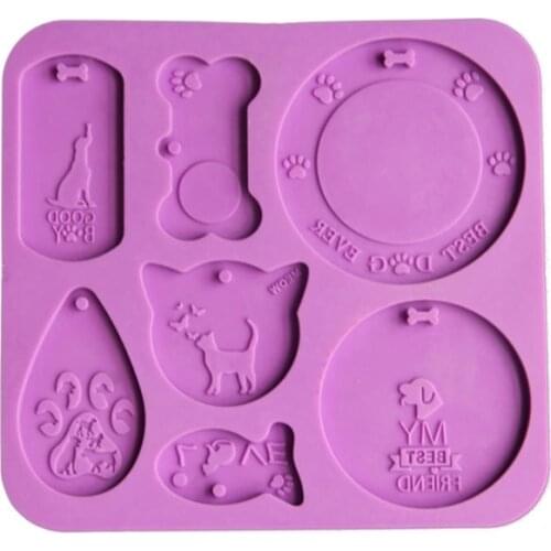 Crafts Jewelry Keychain Making Tool Dog Tag Epoxy Resin Mold Pet Pendant Silicone Mould T21F