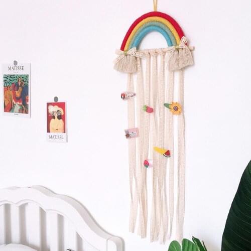 Rainbow Hairpin Hanging Ornament Hair Clip Storage Organizer Girl Hair Bows Wall Decoration Holder Beatiful Girl Room Decor