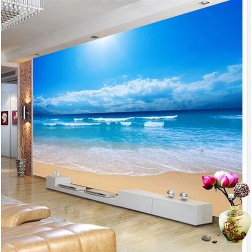 Custom 3D Photo Wallpaper Sea View Wall Painting Living Room Sofa Bedroom TV Background Wall Paper Sea Sunshine Beach Wall Mural