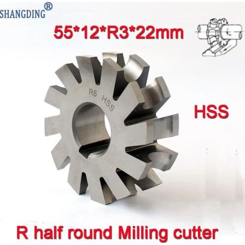 R3.0 55*12*R3.0*22mm Inner hole HSS Concave Radius Milling Cutters R half round milling cutter Free shipping