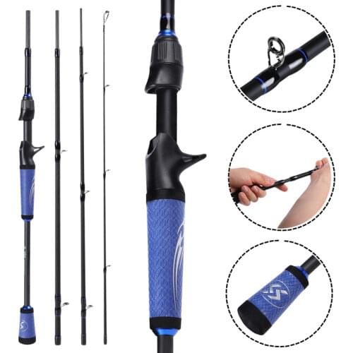 Sougayilang 1.8m-2.4m Lure Fishing Rod 4 Section Carbon Fiber Rubber Handle Fishing Rod Spinning /Casting Carp Fishing Rod