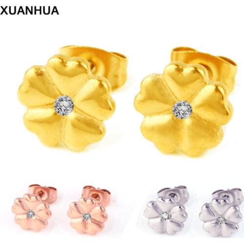 XUANHUA Stainless Steel Flower Earrings Fashion Jewelry Stud Earrings For Women Jewelry Earrings With Stones Earrings 2019