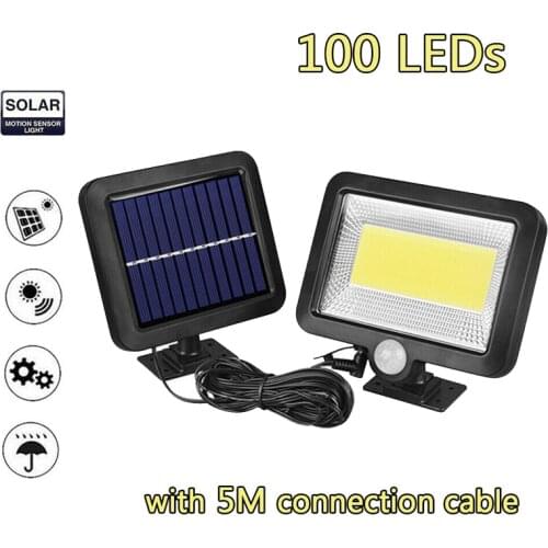 100LED Beads Street Lamp 30W Solar Powered Battery Floodlight Splittable Body Sensor Wall-lamp Garden Spotlight Outdoor Lighting