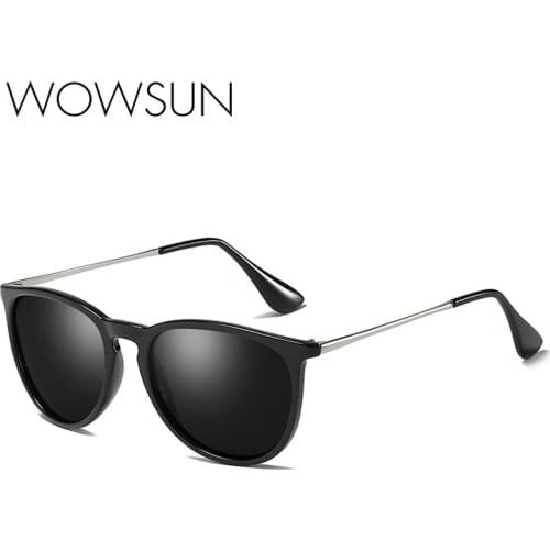WOWSUN Polarized Oval Sunglasses Women Men, Brand Designer, Black Pink Metal Frame Eyewear, Sun Glasses Female UV400 WO-018