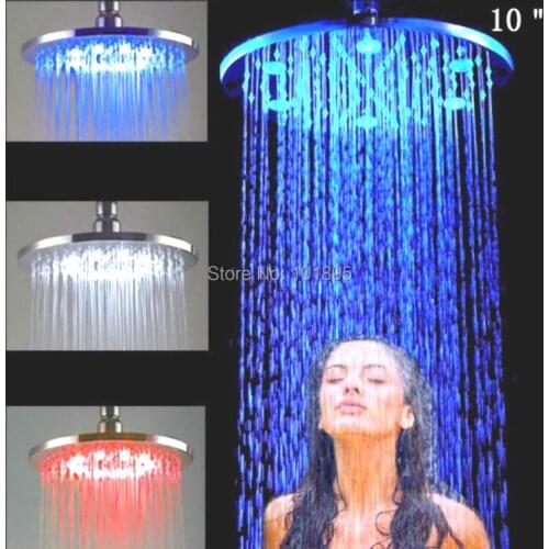 X15252 - Luxury 10 Inch Brass Led Light Round Rainfall Shower Head