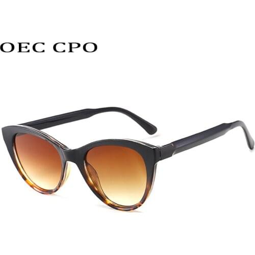 OEC CPOFashion Cat Eye Sunglasses Women Leopard Retro Brand Brown Gradient Sun Glasses Female Eyewear UV400 OculosO502