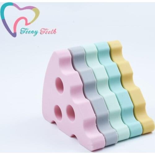 2 PCS BPA Free Silicone Cheese Teether Baby Teething Pacifier Sensory Toys Pizza Pendants For Making DIY Teething Jewerly