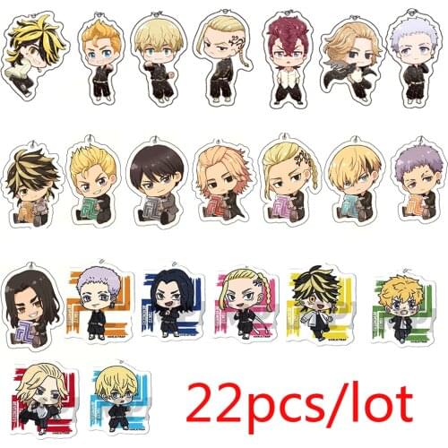 22Pc Tokyo Revengers Anime Cosplay Acrylic Keychain Manjiro Ken Takemichi Hinata Atsushi Chibi Kawaii Bag Pendant Fan Collection