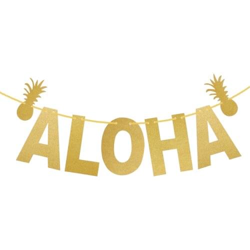 3M Hawaiian Style With Long Pineapple ALOHA Letter Glitter Powder Garland For Summer Beach Party Decor
