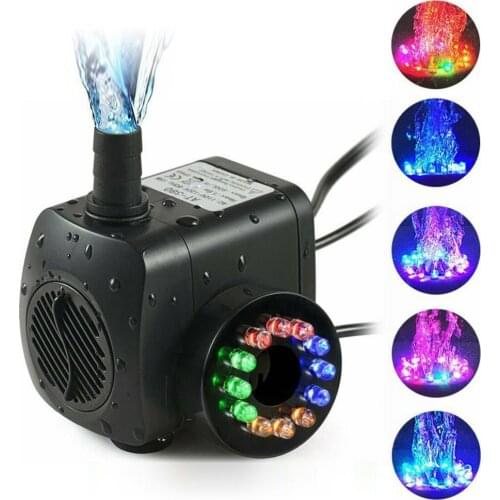 50% Hot Sale 15W 800L/H 12LED Mini Fish Tank Aquarium Ponds Submersible Fountain Water Pump Garden Tools