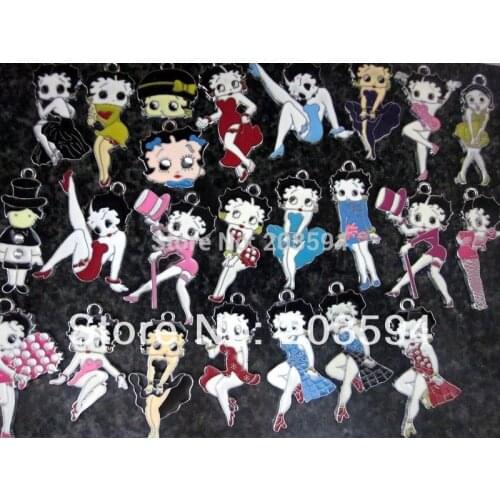 50Pcs/lots enamel Betty Girl charms alloy metal charms