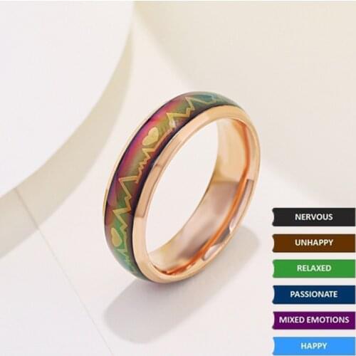 6mm Unisex Changing Color Rings for Women Stainless Steel Mood Feeling Tracker Ring for Men Novelty Jewelry for Gift WC025