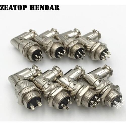 8Set GX16 M16 XLR 2 3 4 5 6 7 8 9 Pin Elbow 90 Degree Right Angle Aviation Connector Female Plug Male Chassis Mount Socket
