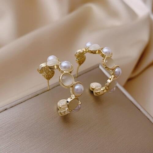 Adolph Korean Personality Circle Hoop Earrings Gold Color Crystal Summer Minimalist Earrings Women Wedding Party Fashion Jewelry