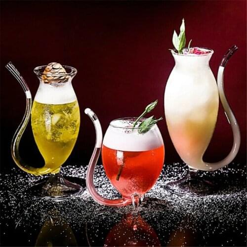 Wine Whiskey Glass Heat Resistant Glass Sucking Juice Milk Cup Tea Wine Cup With Drinking Tube Straw Transparent Vampire-goblet