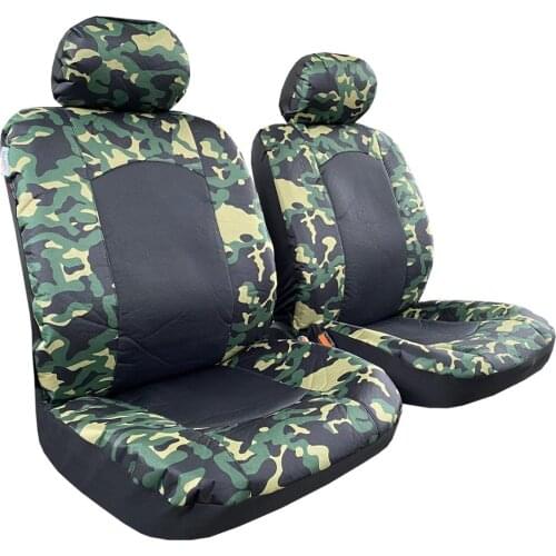 Camo Seat Covers For Trucks Cars SUV, Black Camouflage Canvas Front Set Auto Protector, Airbag Safe Universal Easy Fit