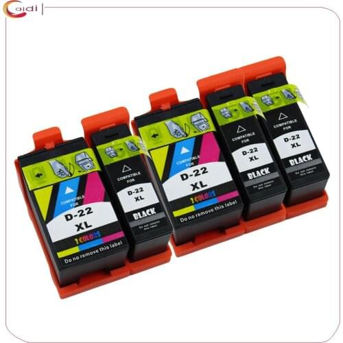5 pack Compatible for DELL 21 INK Cartridges Replacemnt DELL 22 23 24 Printer Inkjet Ink V313 V313W V515W P513W P713W V715W