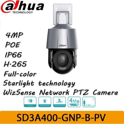 Dahua 4MP Full-color Network PTZ Camera SD3A400-GNP-B-PV 4MM IR 30M Starlight technology IP66 POE WizSense