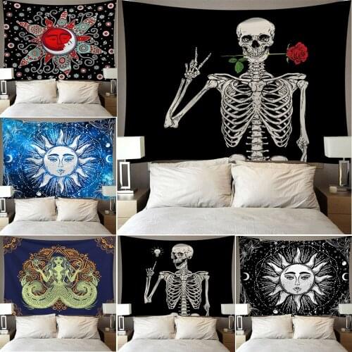 Faroot Twin Human skeleton Tapestry Wall Hanging Mandala Blanket Throw Home Dorm Decor