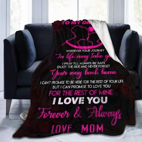 MOM to Daughter I Love You Flannel Fleece Blanket Soft Warm Blanket for Sofa Bed Office Travelling Camping Christmas