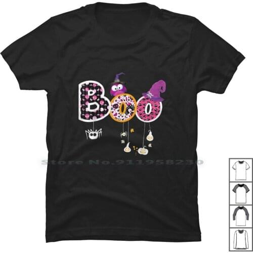 Boo Halloween Costume Spiders , Ghosts , & Witch Hat T Shirt 100% Cotton Halloween Spiders Spider Hosts Host Hall Cost Low Boo