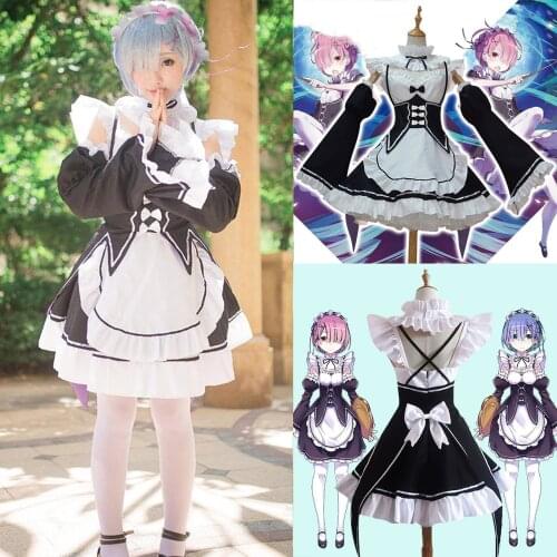 Rem Ram Maid Cosplay Costumes Re:zero Kara Hajimeru Isekai Seikatsu Kawaii Cos Dresses Re Life In A Different World Anime Maid