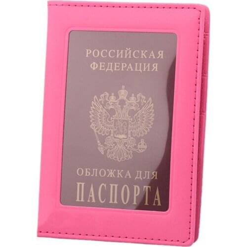 Leather Travel Passport Holder Case with Clear window Worldwide Passport Cover Business& Credit Card Holders drop shipping