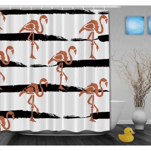 Beautiful Strolling Swan Animal Pattern Decorate Shower Curtains Waterproof Fabric High Quality Bathroom Curtain With Hooks