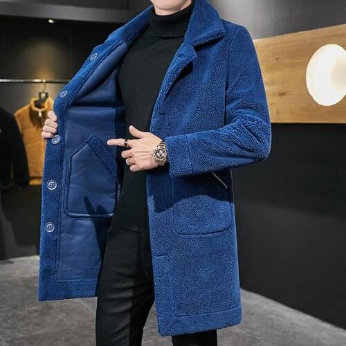 The New Trend of Autumn and Winter Fashion Double-sided Cotton Jacket Fur Lambskin Jacket Mid-length Wool Coat British Slim Coat