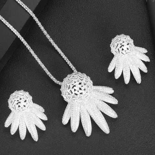 LARRAURI Luxury Big Bold Nigerian Necklace Earring Jewelry Sets For Women Wedding Cubic Zircon Indian Dubai Bridal Jewelry Sets