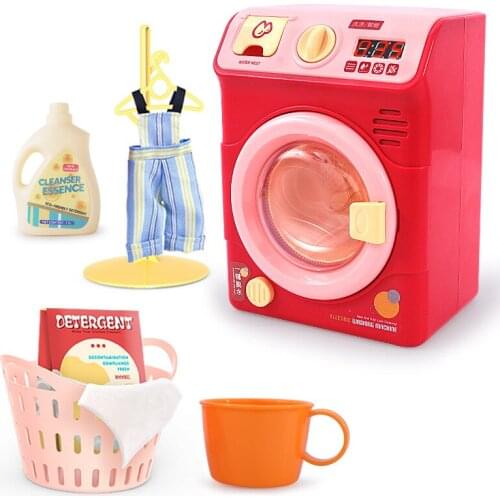 Mini Pretend Play Toy Simulation Washing Machine Toys Montessori Children Can Filling Water Kitchen Gift Doll Furniture Mini