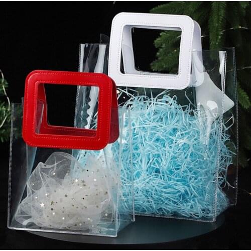 Reusable Transparent Plastic Tote Bag Wedding Birthday Party Gift Packaging Box Reusable Shopping Bag