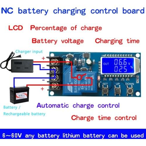 Battery Charger Control Module 30A DC 6-60V Battery Charger Control Module Overcharge Protection Control Switch