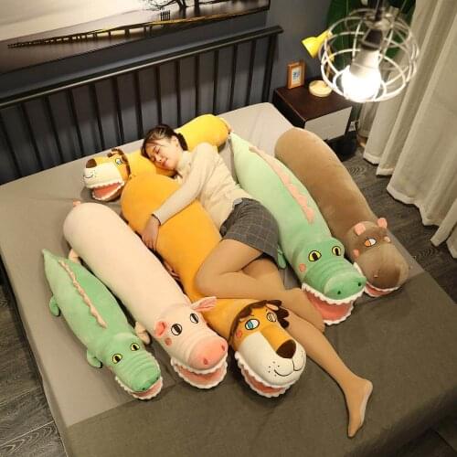 Cartoon Cute Pig Crocodile Lion Plush Toys Long Soft Office Lunch Break Nap Sleep Bed Pillow Stuffed Gift Animals Doll for Kids