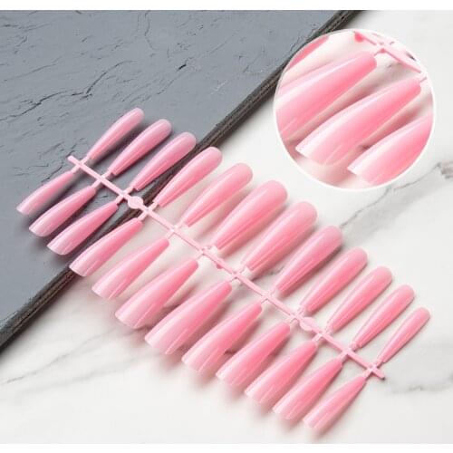 24PCS Long Ballerina Fake Nails Pink Red Coffin Press on False Nail Art Tips Full Cover Nail Decor Manicure Extensions Tools