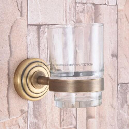 Wall Mounted Cup & Holders Antique Brass Cups Toothbrush Holder Bath Hardware Sets Single Cup Holder Nba747