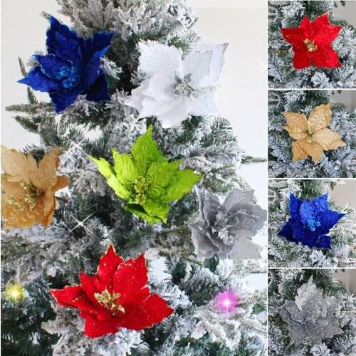 New Sell Glitter Ornament Christmas Tree Simulation Flower Wedding Favors Home Decoration Party Supplies